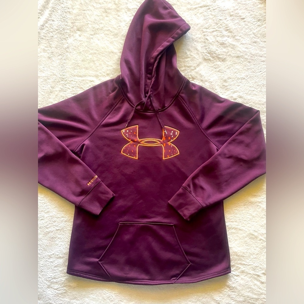 Under Armour Maroon Hoodie with Orange Logo medium women’s